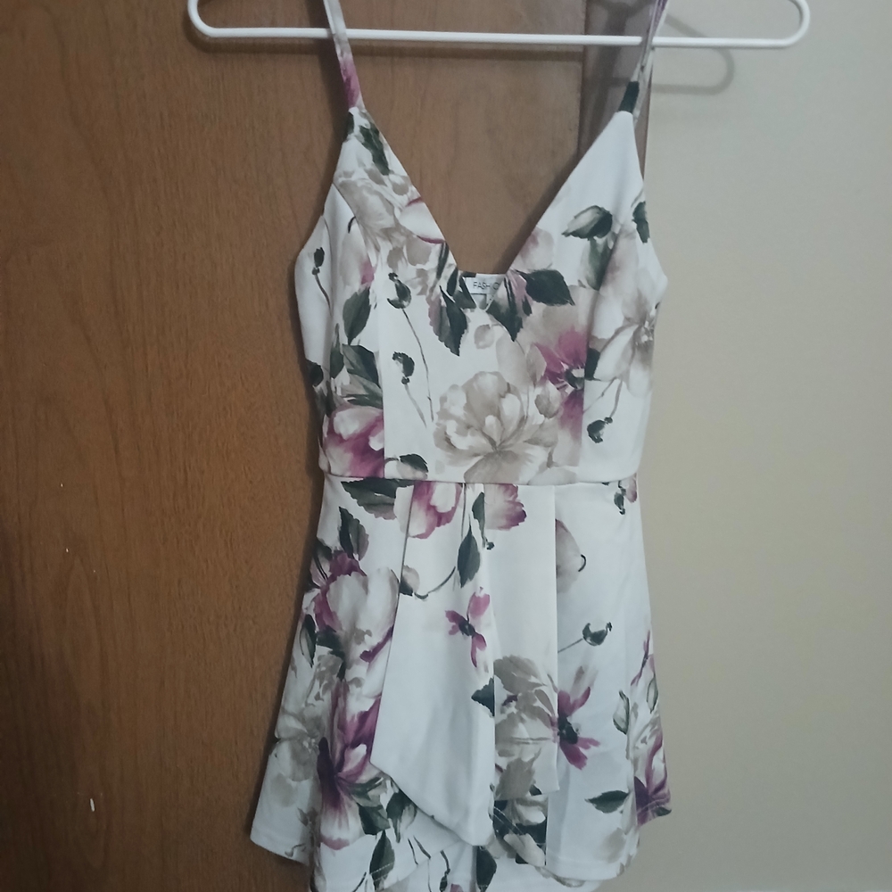 Fashion Nova White Floral Jumpsuit